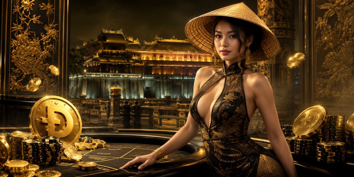 Không gian giải trí casino truyền thống tại Huế với trang phục áo dài nón lá